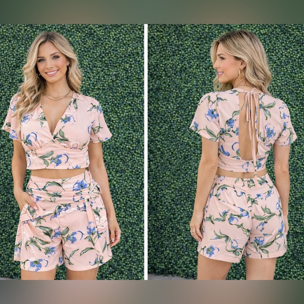 Nwt Two piece tropical floral shorts summer set‎ resort wear